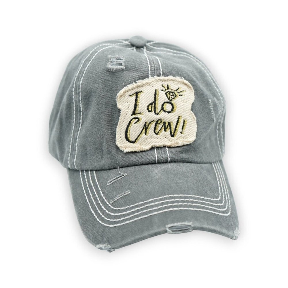 C.C Solid Color I Do Crew Distressed Cotton Baseball  Hat Ballcap‎ Gray